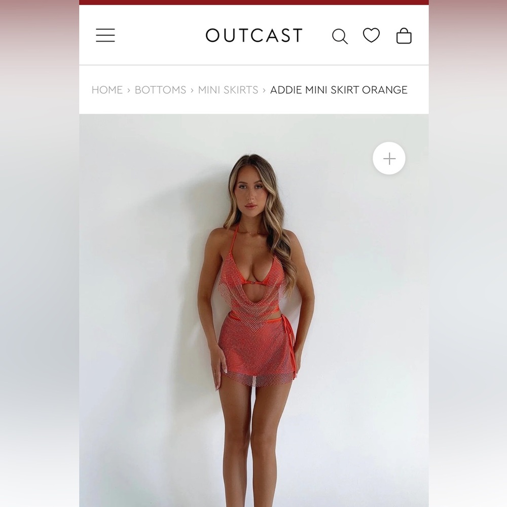 Outcast orange mini skirt and top set